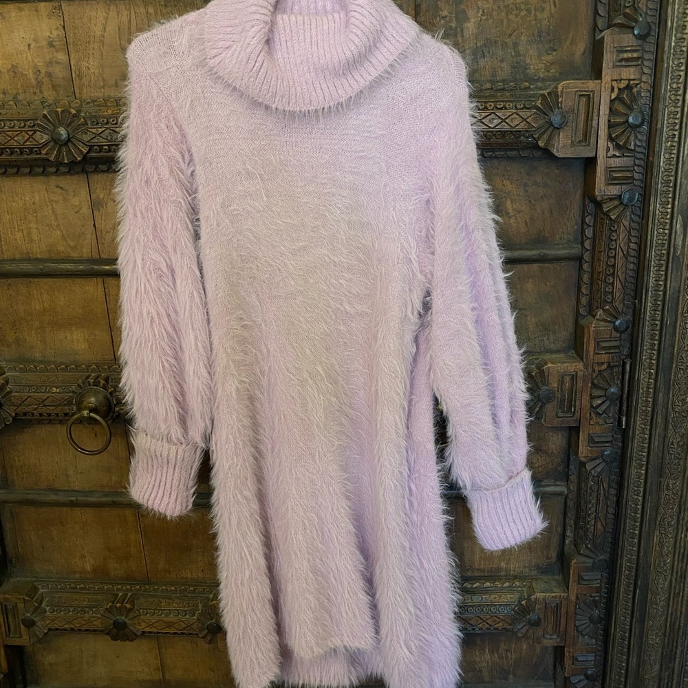 💜FP Trendy Fuzzy Lavender Sweater Dress👢 - Picture 2 of 6